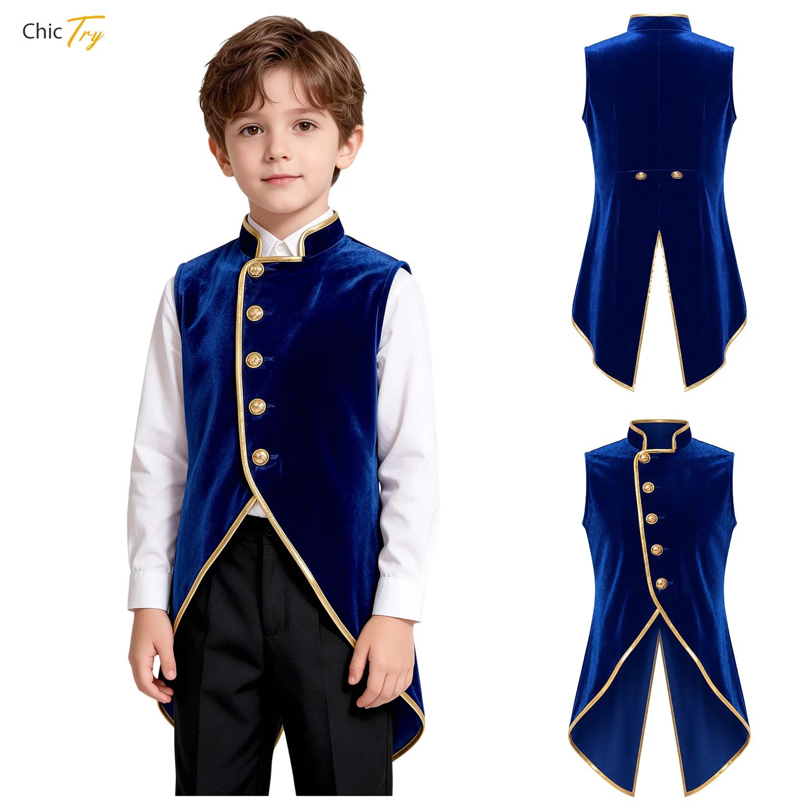 Jackets - Boys Medieval Velvet Tailcoat Vintage Jacket