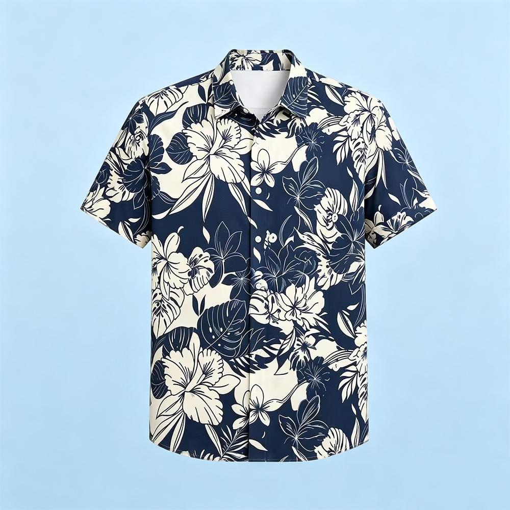Vintage Hawaiian Floral Shirt - Vintage Plant Floral Print Hawaiian Shirt