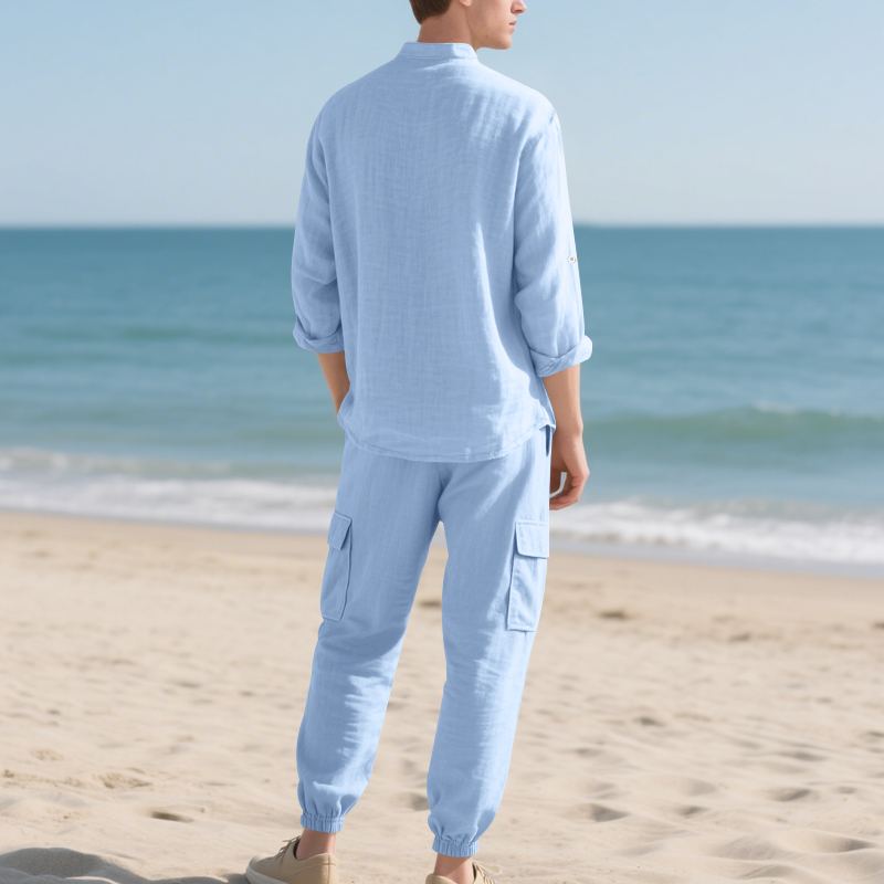 Men's Linen Breathable Two-Pie - Mens Linen Shirt Long Sleeve review and price