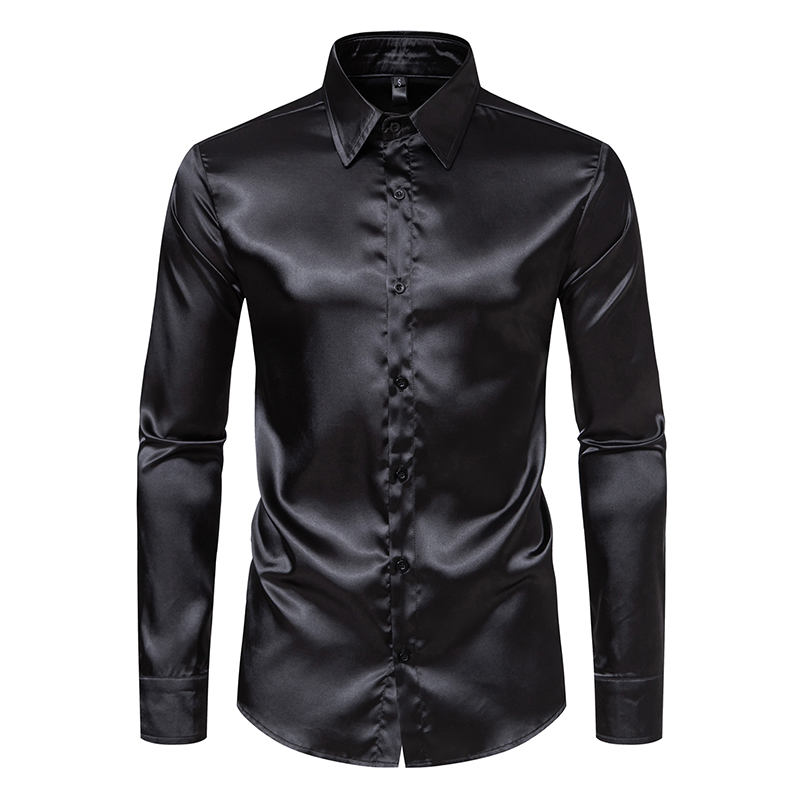 Men's Black Satin Luxury Dress - Mens Satin Silk Dress Shirt review and price