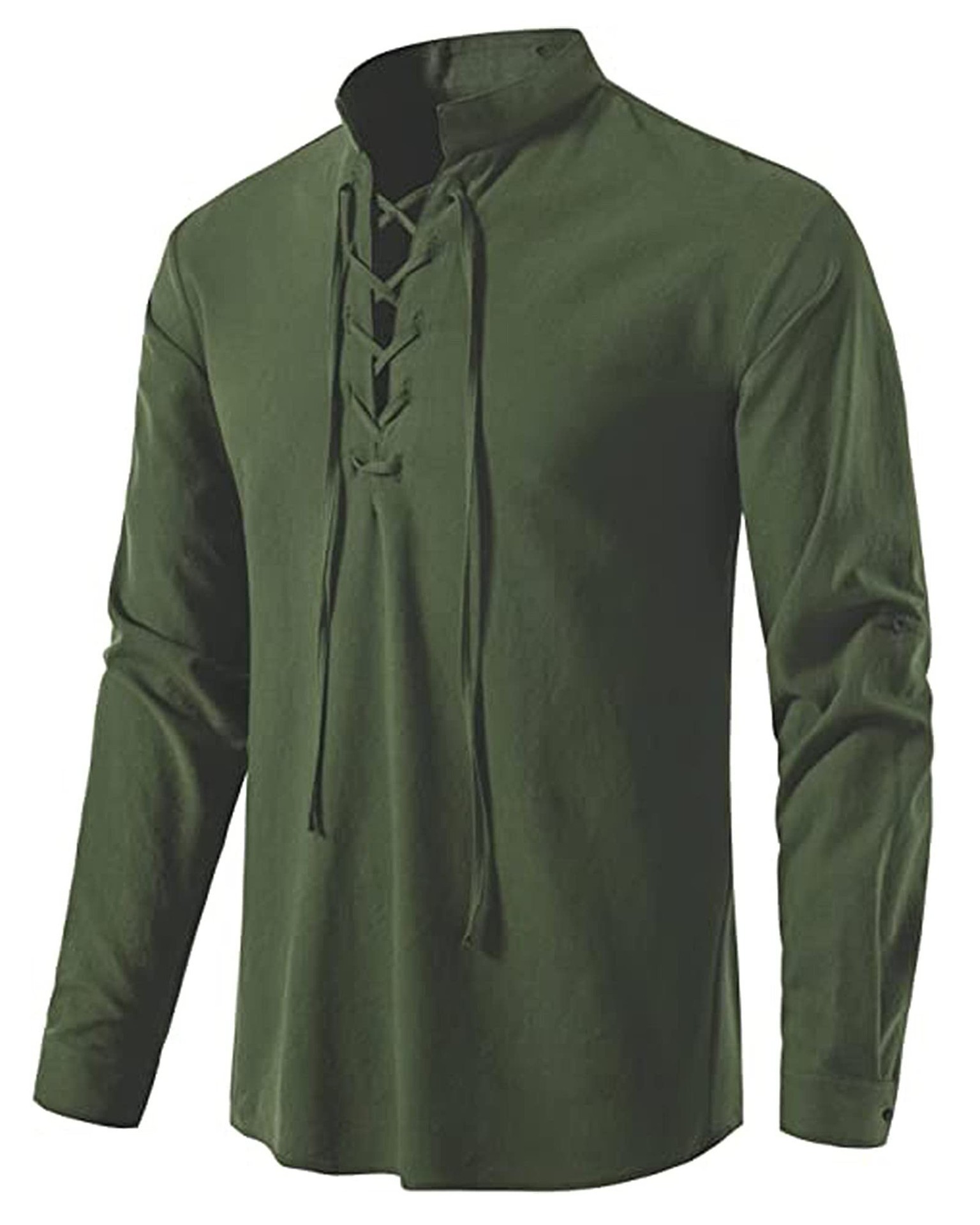Men's Medieval Lace Up Cotton  - Mens Linen Shirt Long Sleeve review and price