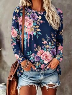 Women's Floral Print Top Navy  - T-Shirts review and price
