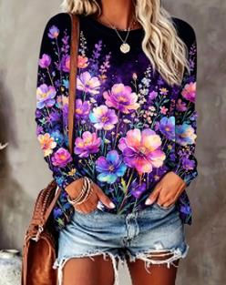 Women's Floral Print Top Navy  - T-Shirts review and price