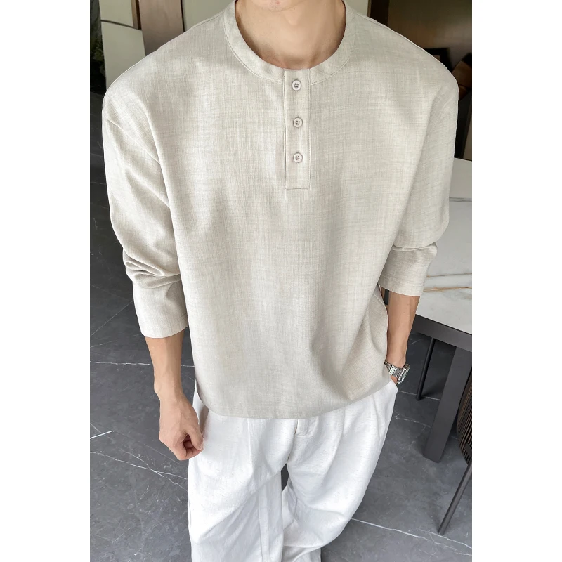Mens Casual Faux Linen Henley  - Mens Linen Shirt Long Sleeve review and price