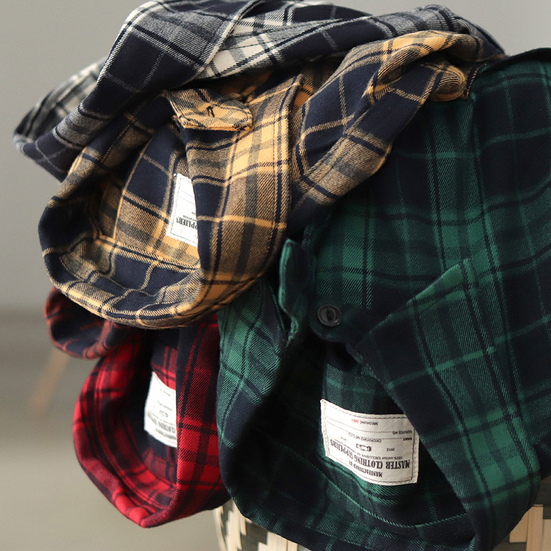 Autumn New Japanese Retro 300g - Flannel Plaid Shirt Heavy Weight review and price
