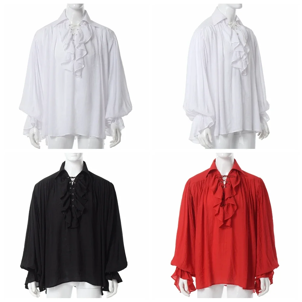 Men Pirate Shirt Vampire Princ - Medieval Gothic Lace Up Pirate Shirt review and price