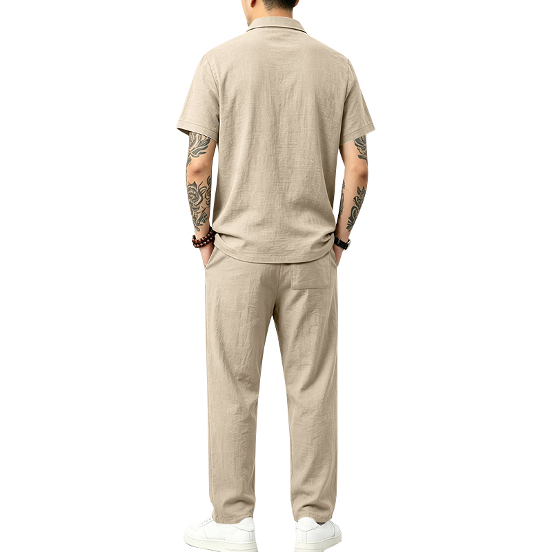 Men's 2 Piece Polo Set Short S - Mens Linen Shirt Long Sleeve review and price