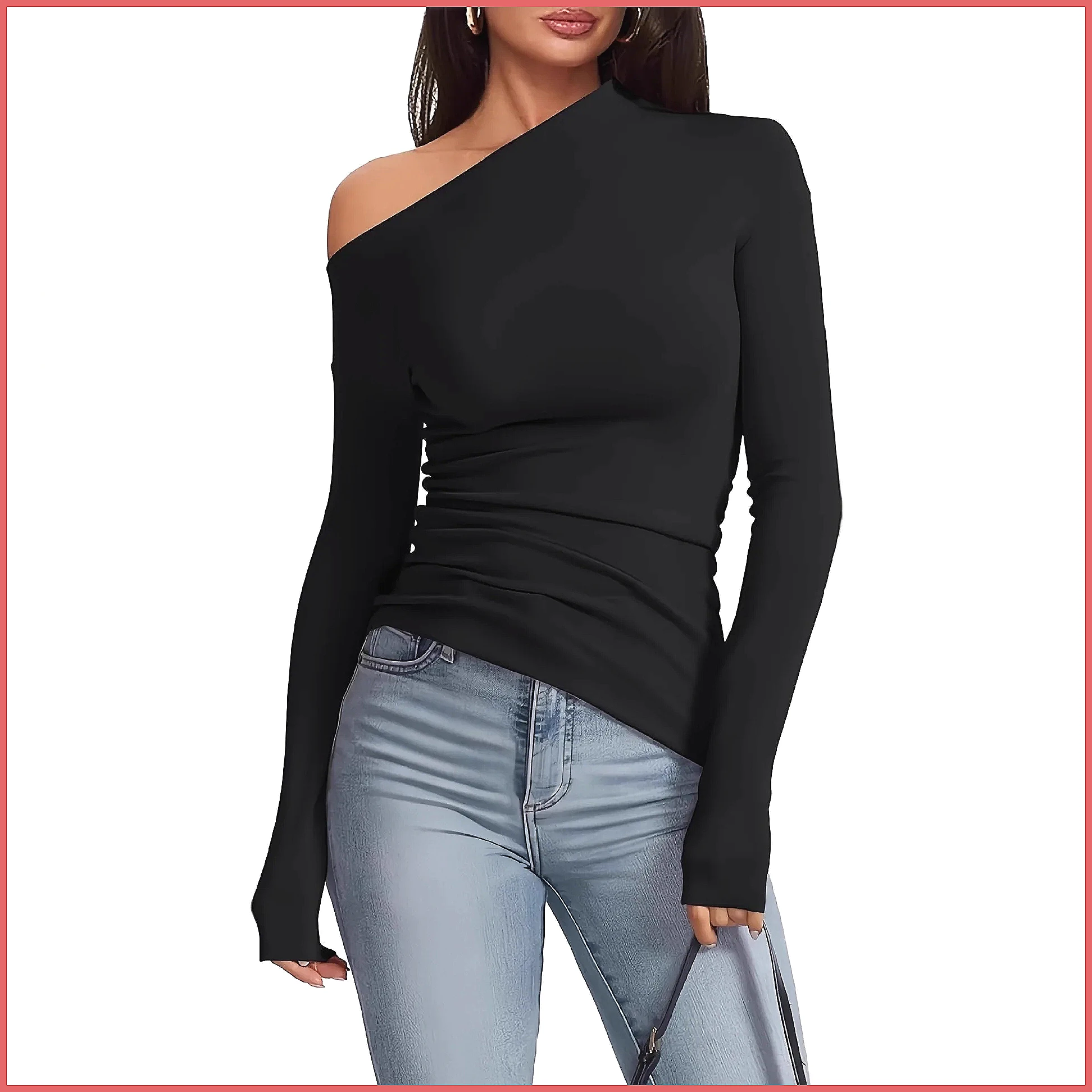 Off-Shoulder Long Sleeve T-Shi - Shirts review and price