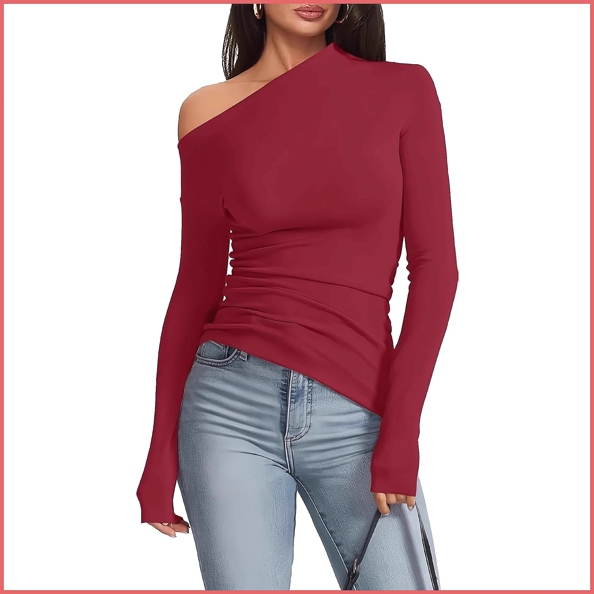 Off-Shoulder Long Sleeve T-Shi - Shirts review and price