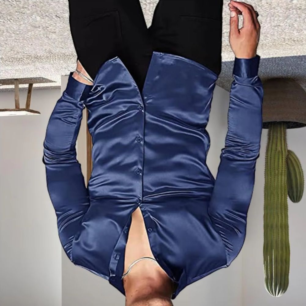 Stylish Men Shiny Silk Like Sa - Mens Satin Silk Dress Shirt review and price